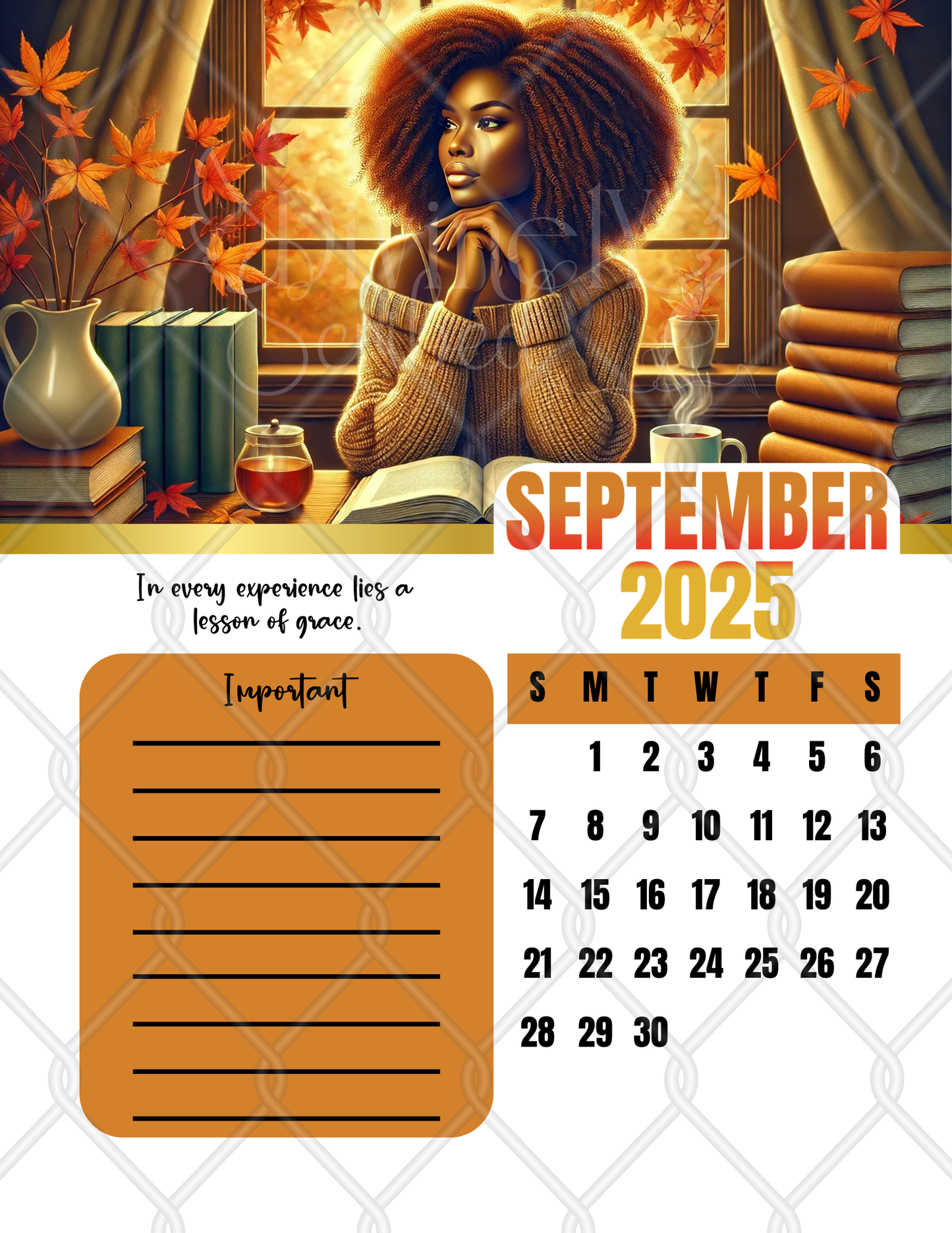 2025 Year of Elegance 12-Month Calendar