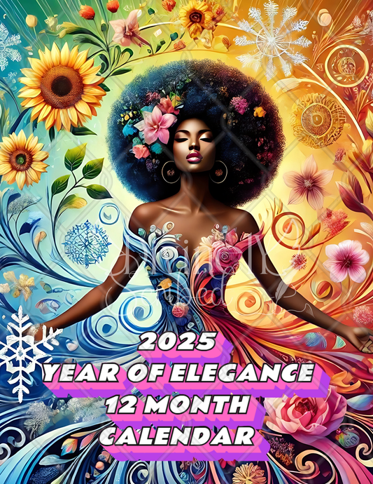 2025 Year of Elegance 12-Month Calendar